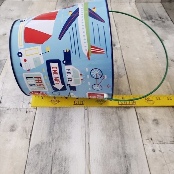 NWT - Kids Transportation Metal Bucket Pail - Plane, Truck, Car, Helicopter - Picture 4 of 7